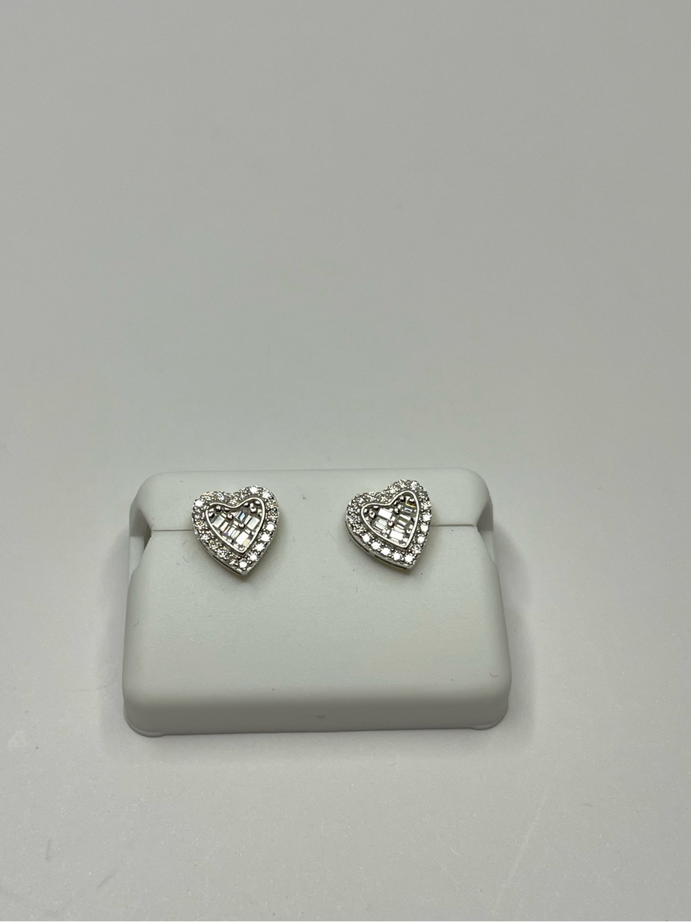 Sterling Silver Heart Stud Earrings - Moissanite
